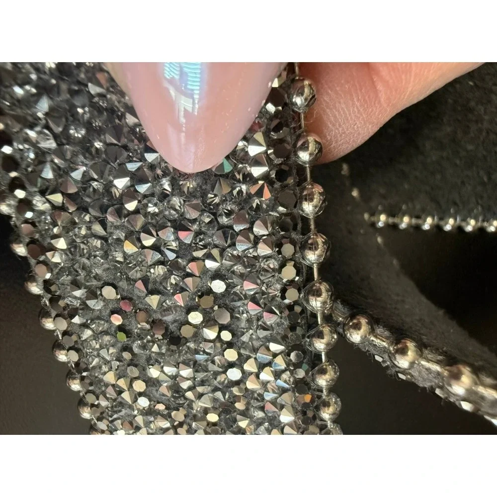 Womens Silver Rhinestone Western Belt Genuine Leather Crystal Buckle M/L 6529